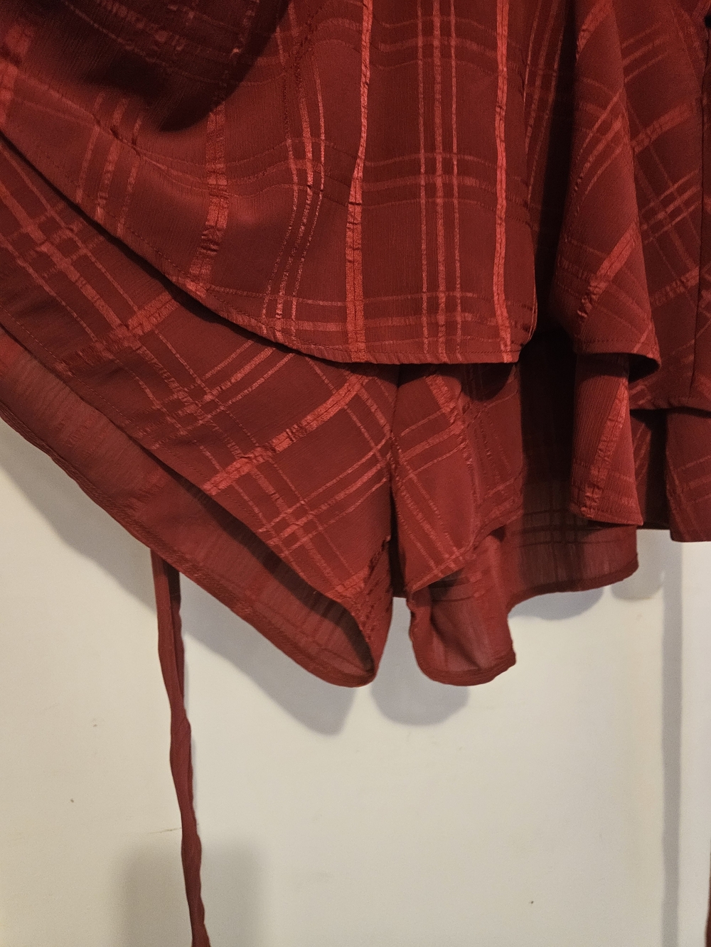Red Plaid Ruffled Jumpsuit - Picture 6 of 10